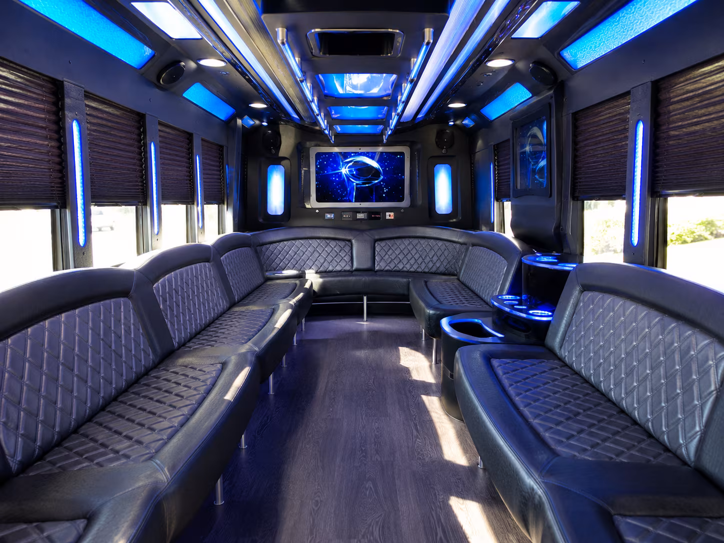 sanford 28 passenger party bus inside