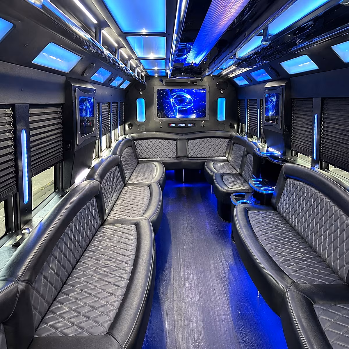 sanford 50 passenger party bus interior